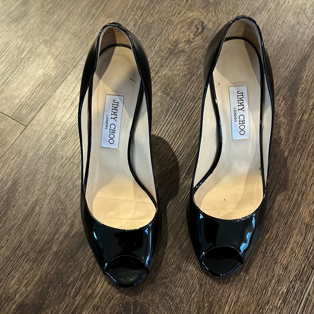 jimmy choo black patent leather heels
